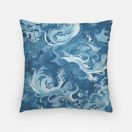 Elegant Batik Artisan Pillow Case 18 Inch Ocean Blue