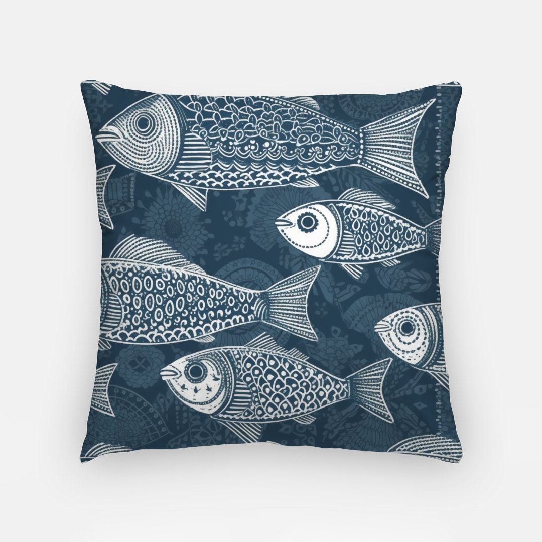 Modern Fish Artisan Pillow Case 18 Inch