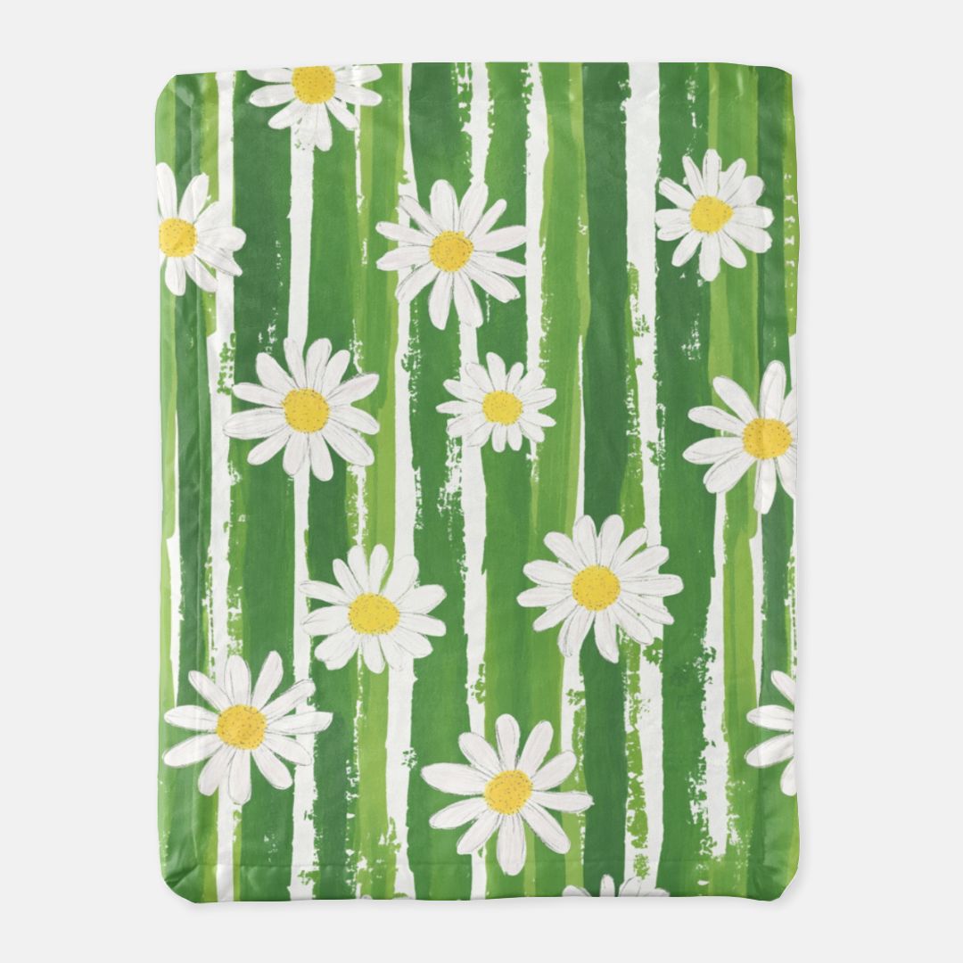 Striped Daisy Satin Trim Blanket