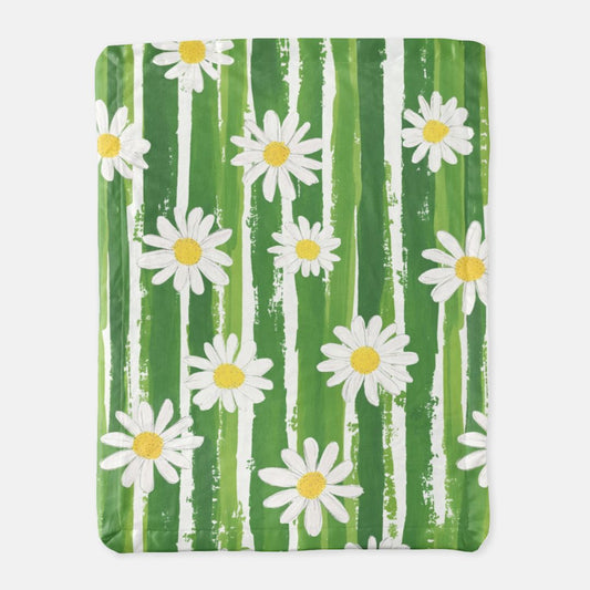 Striped Daisy Satin Trim Blanket