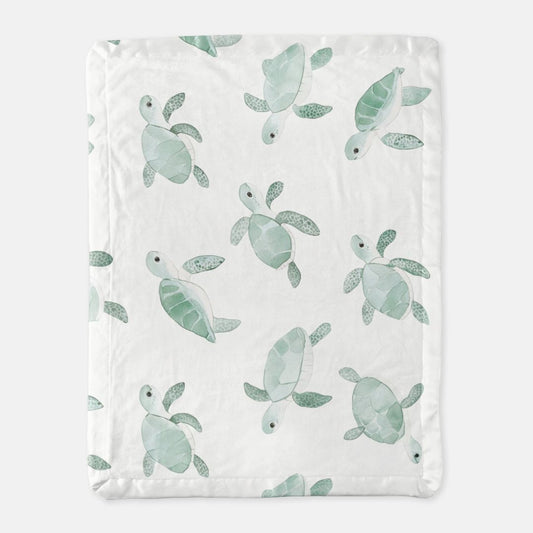 Baby Turtle Satin Trim Blanket