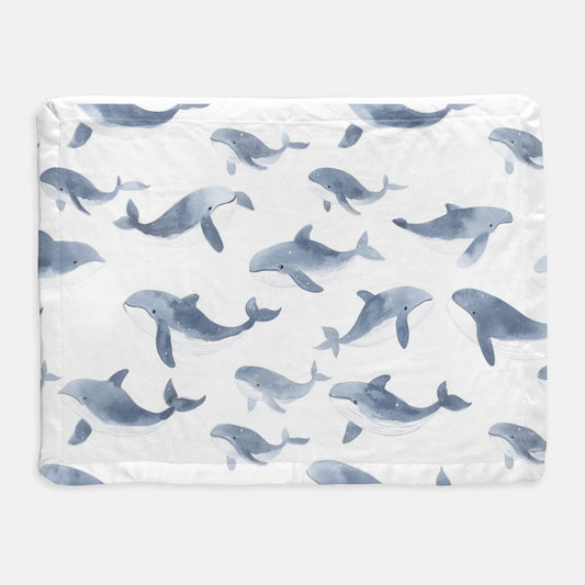 Baby Whale Satin Trim Blanket
