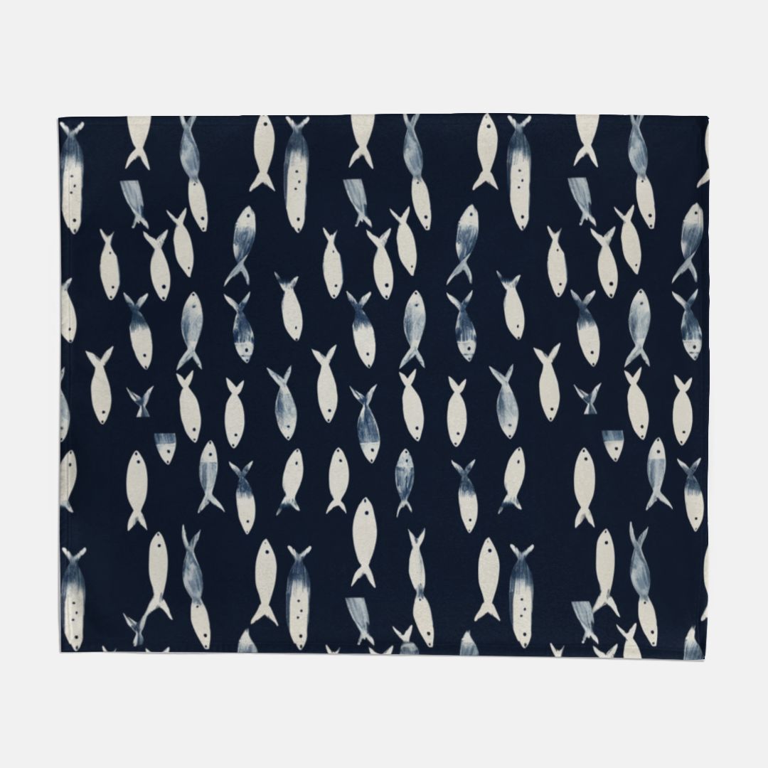 Navy Fish Sweatshirt Blanket - 50" x 60"