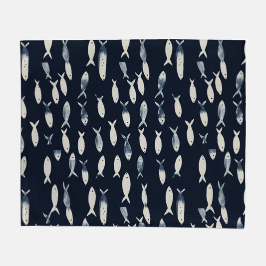 Navy Fish Sweatshirt Blanket - 50" x 60"