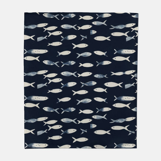 Navy Fish Sweatshirt Blanket - 50" x 60"