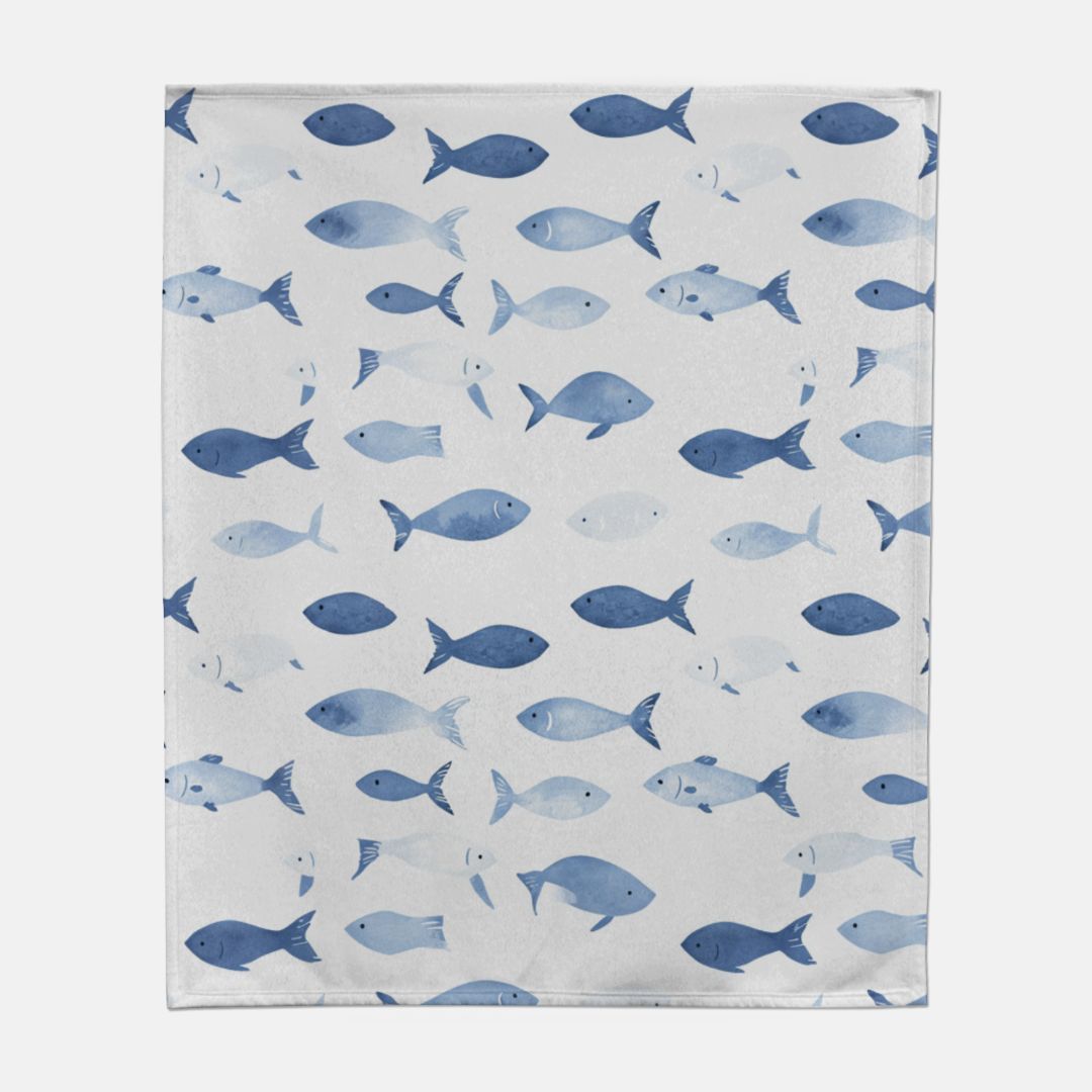 Blue Fish Sweatshirt Blanket - 50" x 60"