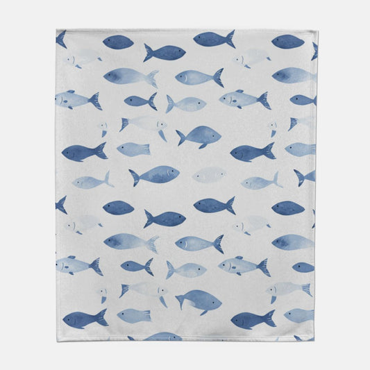 Blue Fish Sweatshirt Blanket - 50" x 60"